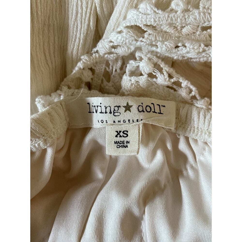Living Doll Los Angeles Bohemian Sundress Women’s XS Ivory Lined Crochet Long - Picture 9 of 12